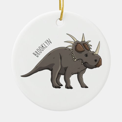 Styracosaurus cartoon illustration  ceramic ornament
