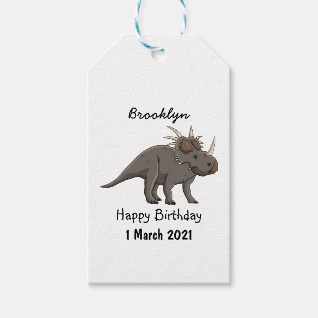 Styracosaurus cartoon illustration  gift tags (Front)