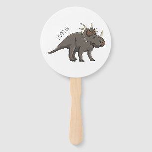 Styracosaurus cartoon illustration  hand fan