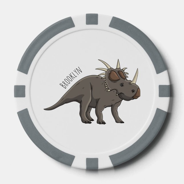 Styracosaurus cartoon illustration  poker chips (Front)