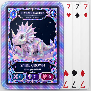 Styracosaurus Dinosaur, Rainbow Foil Art Poker Cards