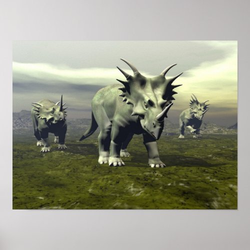 Styracosaurus dinosaurs _ 3D render Poster