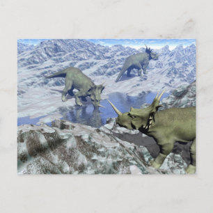 Styracosaurus near water- 3D render Postcard