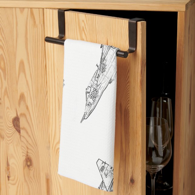 SU 25 Grach Soviet Frogfoot Plane Sketch Kitchen Towel (Thirds Fold)