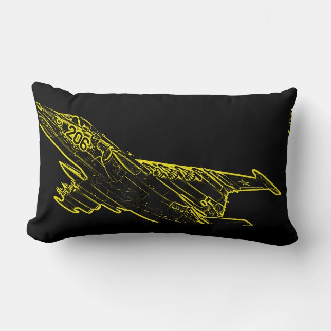 SU 25 Grach Soviet Frogfoot Plane Sketch Lumbar Pillow (Front)