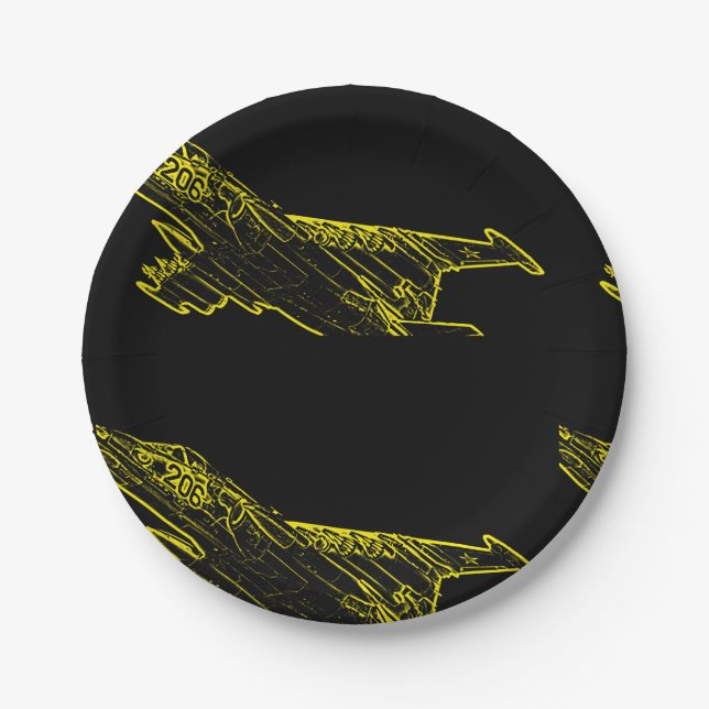 SU 25 Grach Soviet Frogfoot Plane Sketch  Paper Plates (Front)