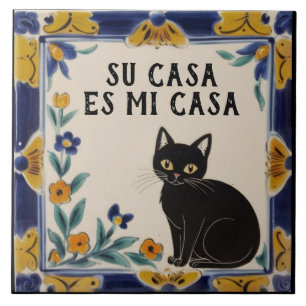 Su Casa es Mi Casa - Funny Spanish Cat Humor Ceramic Tile