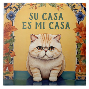 Su Casa es Mi Casa - Funny Spanish Cat Humor Ceramic Tile