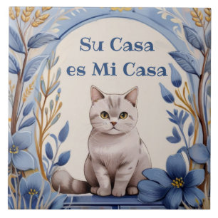 Su Casa es Mi Casa - Funny Spanish Cat Humor Ceramic Tile