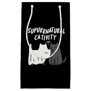 Su-purr-natural Cativity Funny Cat Pun Dark BG Small Gift Bag