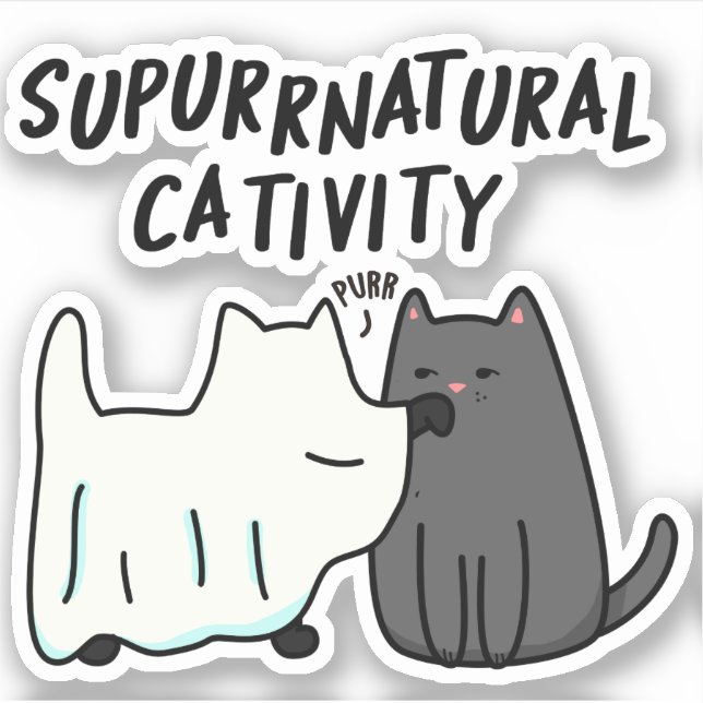 Su-purr-natural Cativity Funny Cat Pun  Sticker (Front)