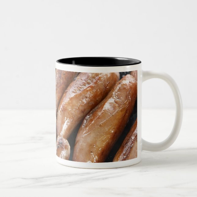 Suasages on Barbeque Two-Tone Coffee Mug (Right)