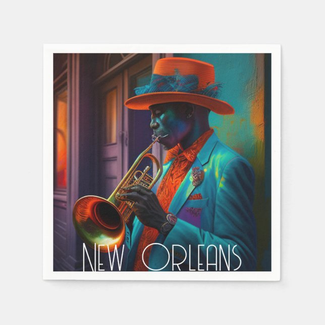 Suave New Orleans Jazz Trumpet Player  In NOLA     Napkins (Front)