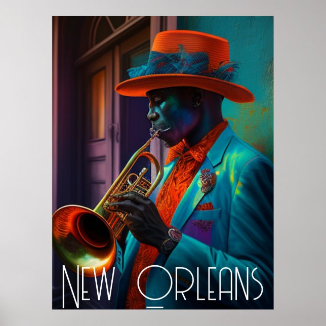 Suave New Orleans Jazz Trumpet Player  Nola Poster (Front)