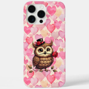 suave Owl with colorful hearts Valentine's Day iPhone 16 Pro Max Case