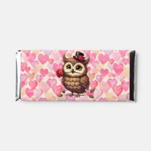 suave Owl with colorful hearts Valentine's Day  Hershey Bar Favors