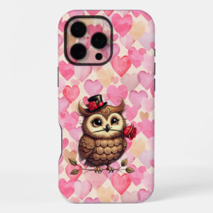 suave Owl with colorful hearts Valentine's Day iPhone 16 Pro Max Case