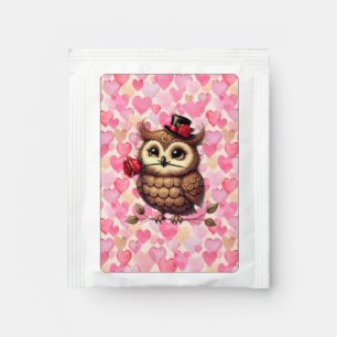 suave Owl with colorful hearts Valentine's Day  Tea Bag Drink Mix