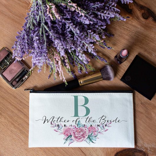 Suave Pastel Pink Roses Canvas Cosmetic Bag (Top)