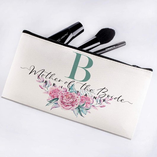 Suave Pastel Pink Roses Canvas Cosmetic Bag (Front)
