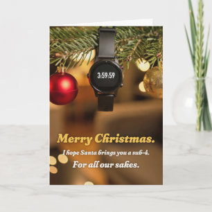 Sub-4 Running Watch Funny Christmas Card