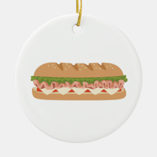 Sub Sandwich Ceramic Ornament