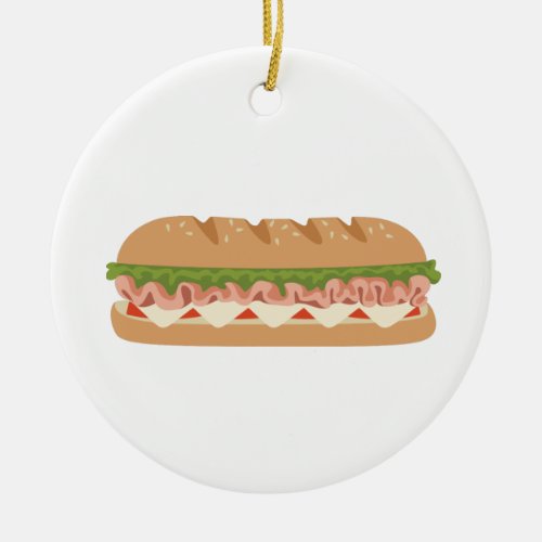 Sub Sandwich Ceramic Ornament