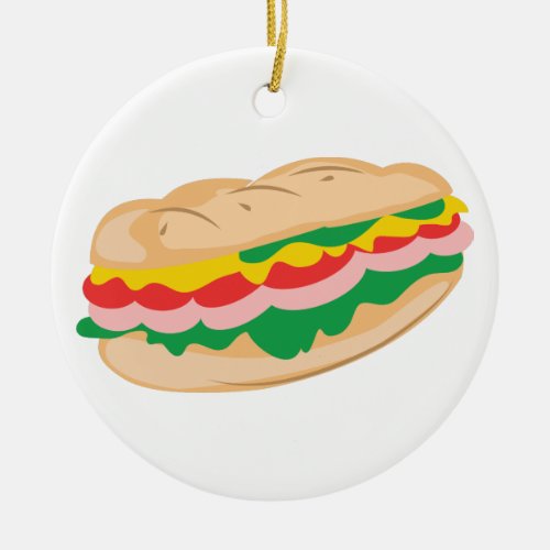 Sub Sandwich Ceramic Ornament