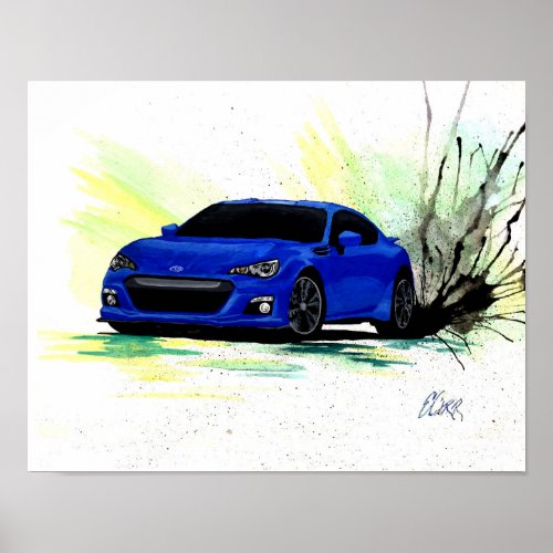 Subaru BRZ Watercolor Painting Poster