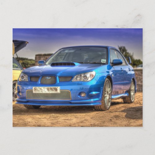 Subaru Impreza STi Hawkeye in Blue Postcard