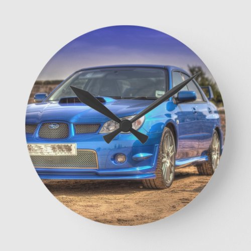 Subaru Impreza STi Hawkeye in Blue Round Clock
