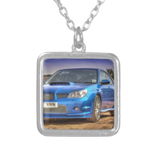 Subaru Impreza STi Hawkeye in Blue Silver Plated Necklace