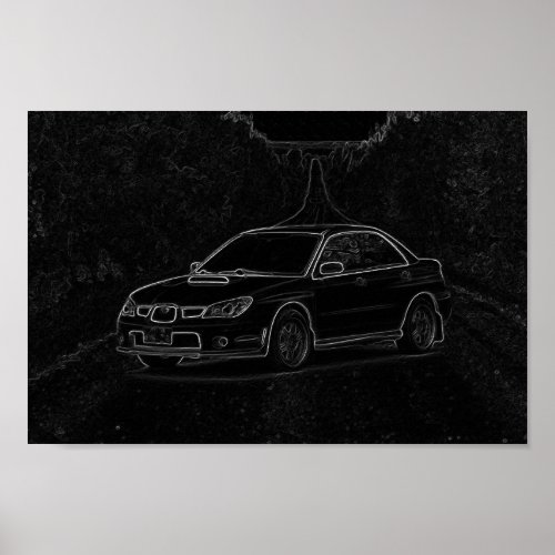 Subaru Poster Blacked Out Lining emphasised