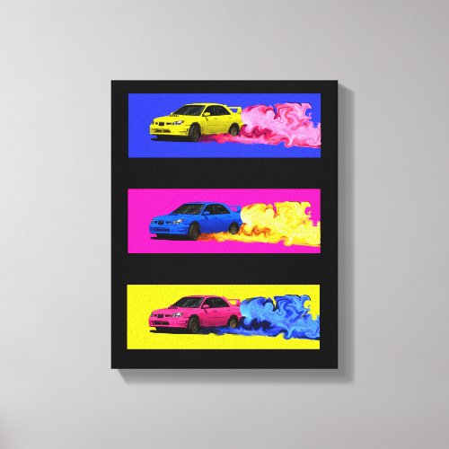Subaru STi Drift in Color Canvas Print