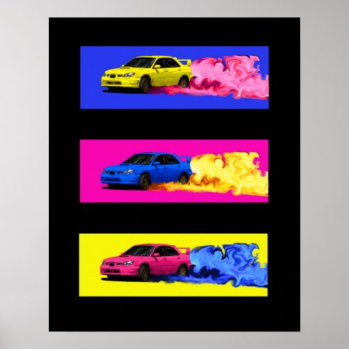 Subaru STi Drift in Color Poster