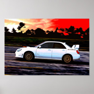 Subaru WRX STi Racing at Sunset Poster