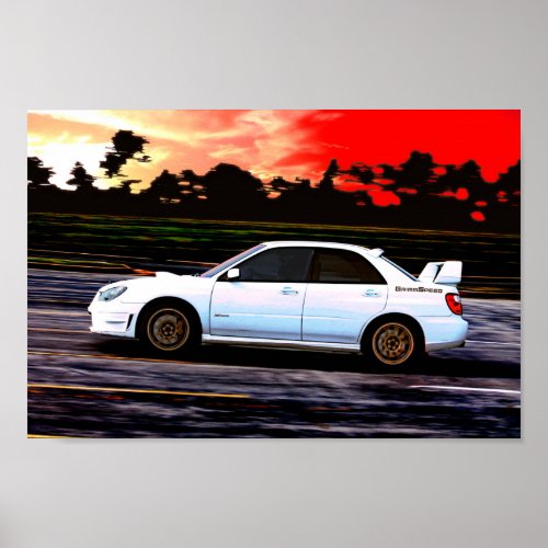 Subaru WRX  STi Racing at Sunset Poster