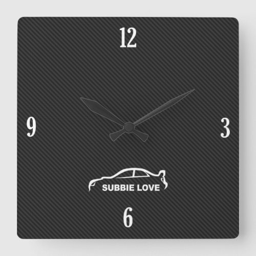 Subbie Love White Brushstroke Logo Square Wall Clock