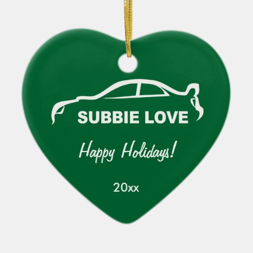 Subbie Love White Silhouette Logo Ceramic Ornament