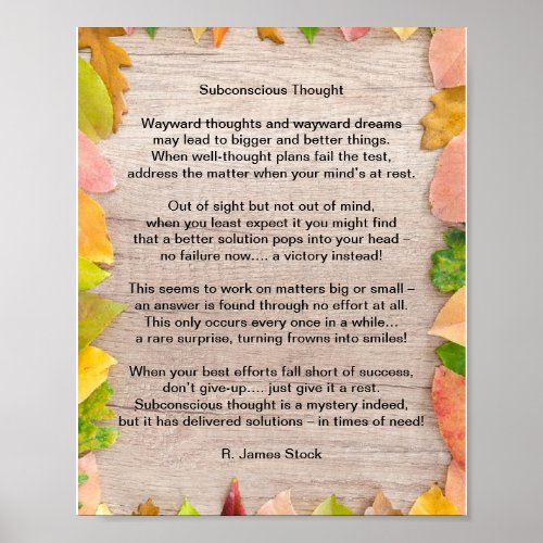 Subconscious Thought a poem on problem solving Poster