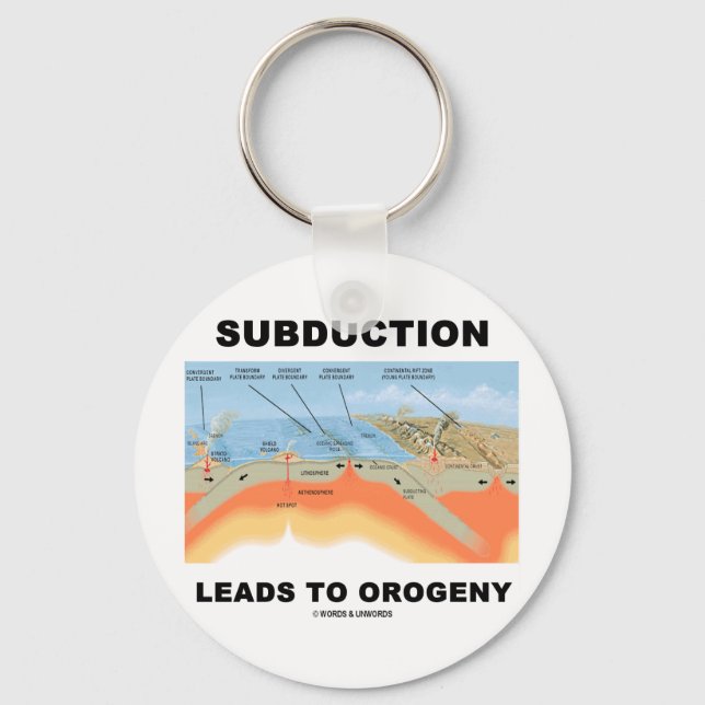 Subduction Leads To Orogeny (Geology Humor) Keychain (Front)