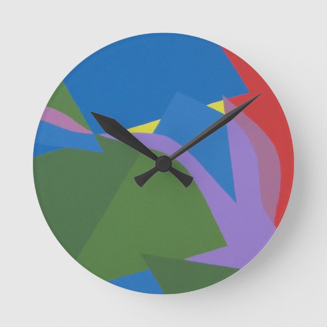 Subdued Abstract Composition Round Clock (Front)