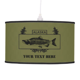 Subdued Alaska Combat Fisherman Badge Ceiling Lamp