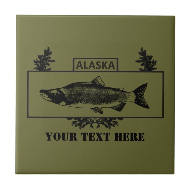 Subdued Alaska Combat Fisherman Badge Ceramic Tile (Front)