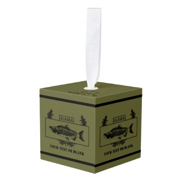 Subdued Alaska Combat Fisherman Badge Cube Ornament Subdued Alaska Combat Fisherman Badge Cube Ornament