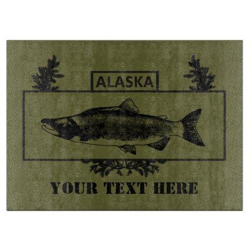 Subdued Alaska Combat Fisherman Badge Cutting Board