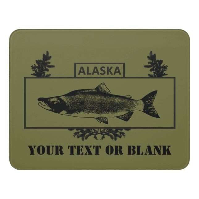 Subdued Alaska Combat Fisherman Badge Door Sign (Contemporary Front)
