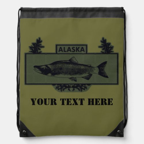 Subdued Alaska Combat Fisherman Badge Drawstring Bag