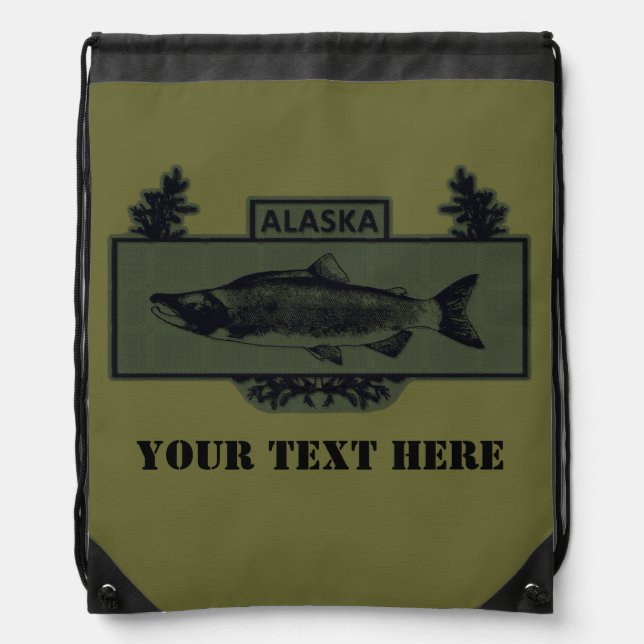 Subdued Alaska Combat Fisherman Badge Drawstring Bag (Front)