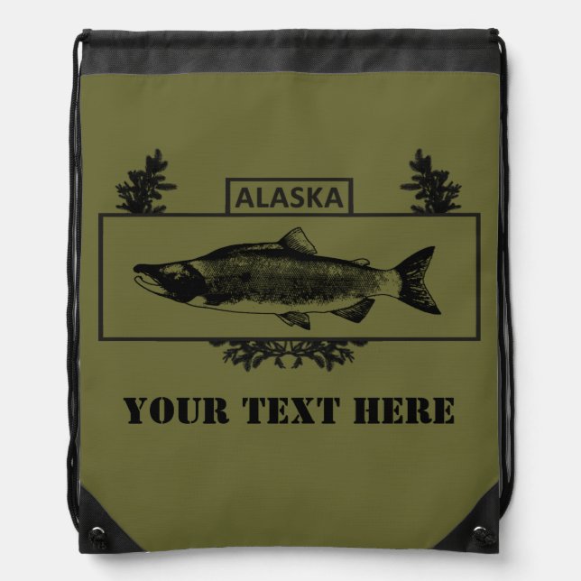 Subdued Alaska Combat Fisherman Badge Drawstring Bag (Front)